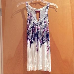 AEO white/purple floral tank